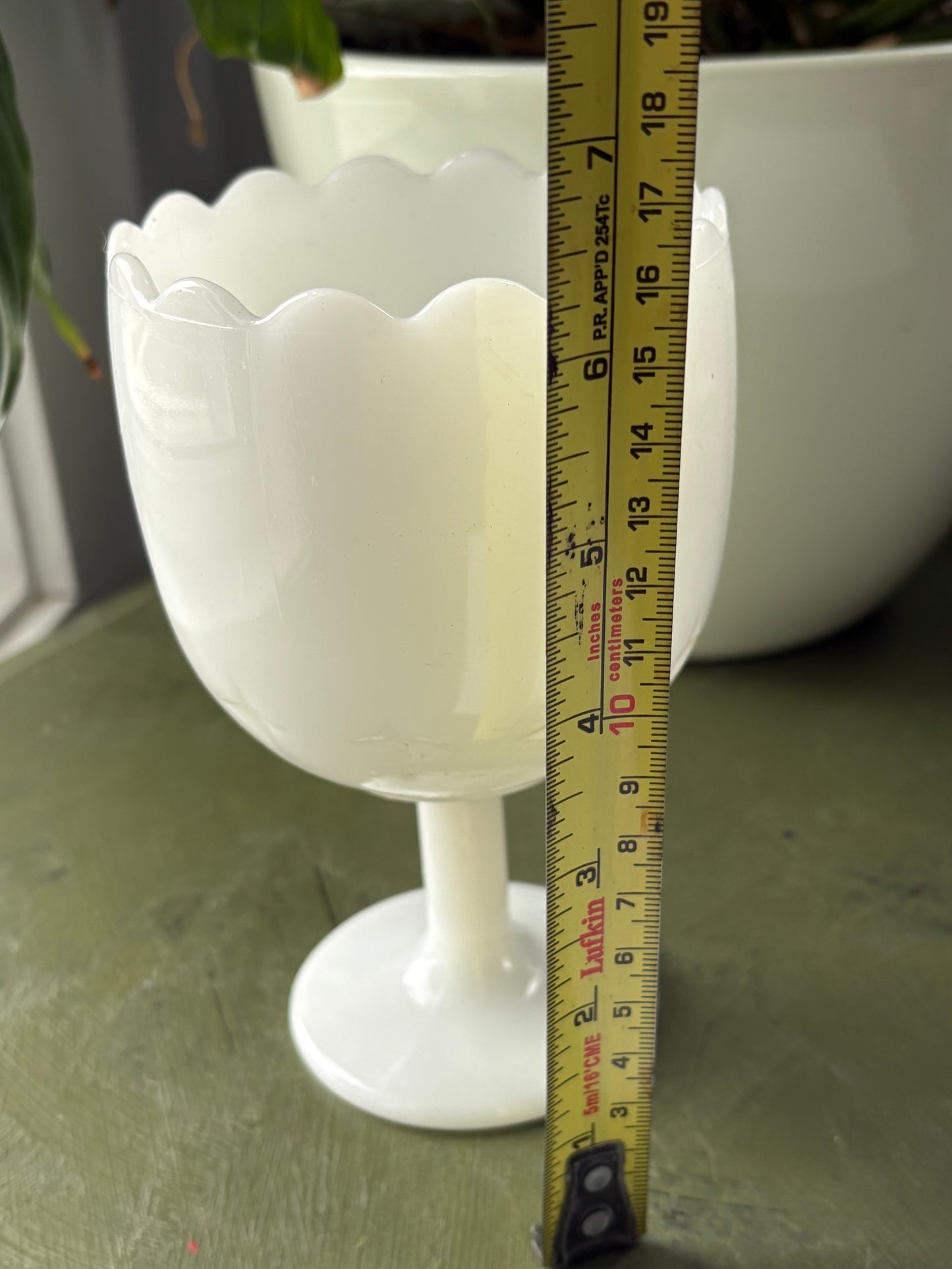 MILK GLASS SCALLOPED GOBLET
