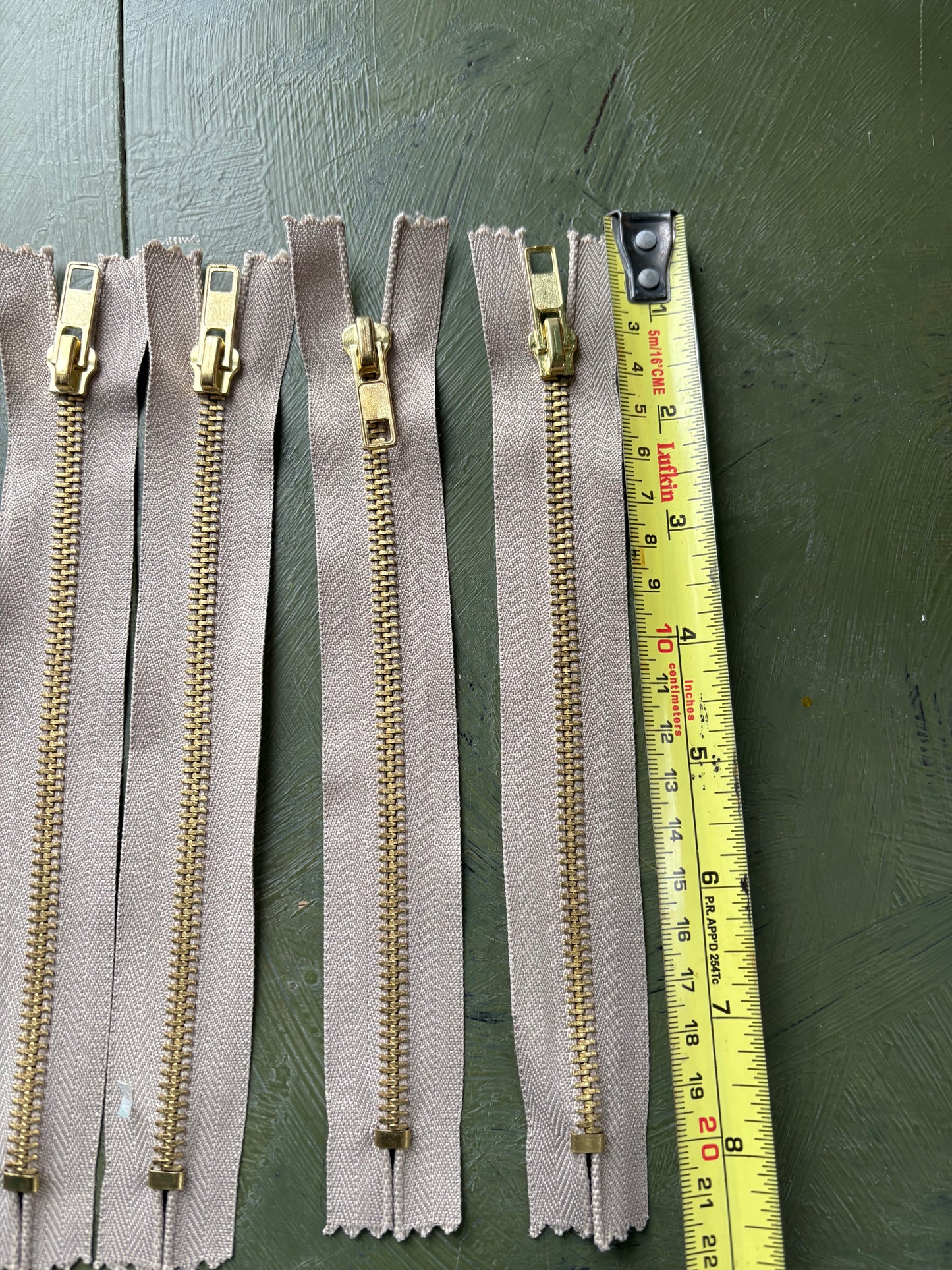 8" TAN ZIPPERS