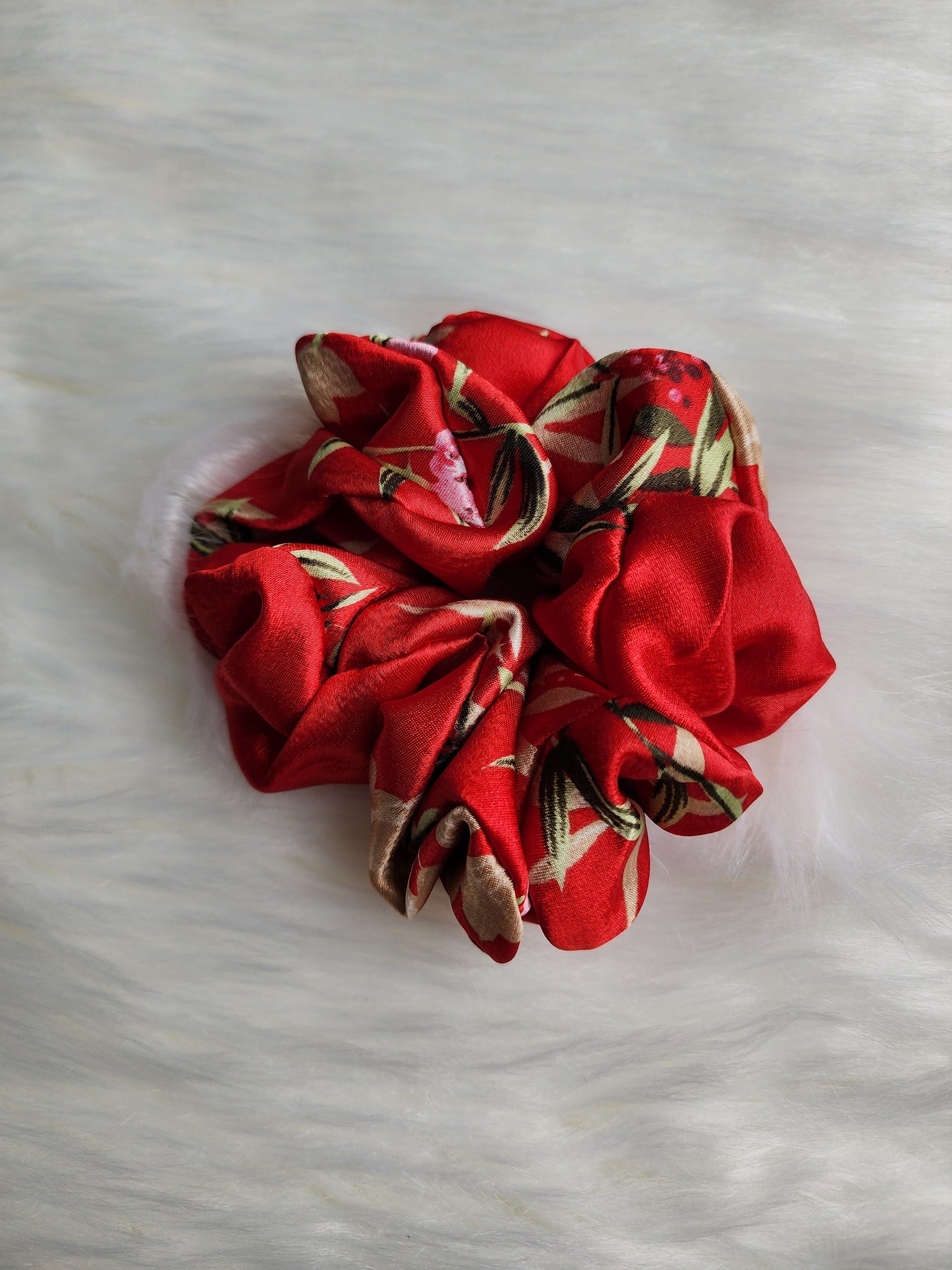 RED SATIN SCRUNCHIE