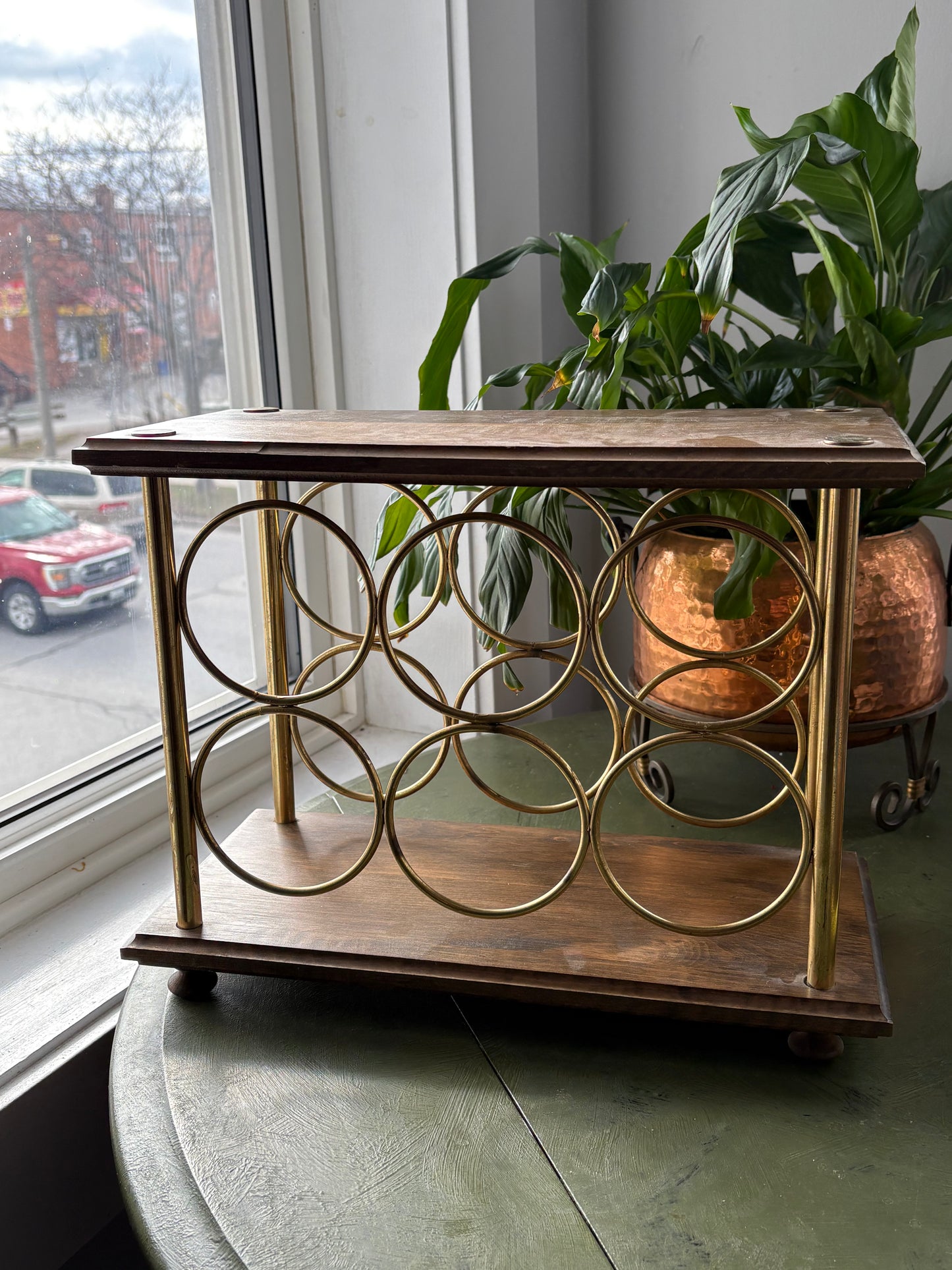 WOOD & BRASS WINE RACK