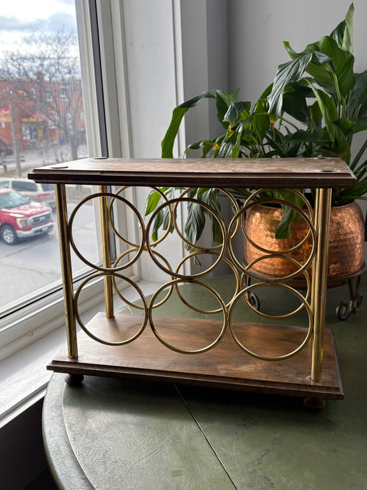 WOOD & BRASS WINE RACK