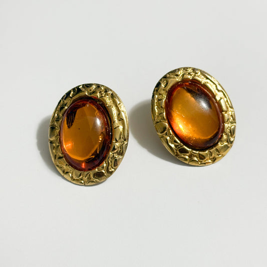 AMBER & GOLDTONE EARRINGS