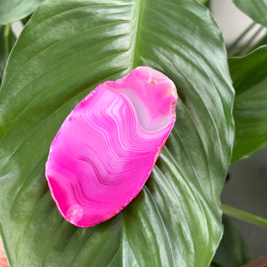 PINK AGATE SLICE PENDANT