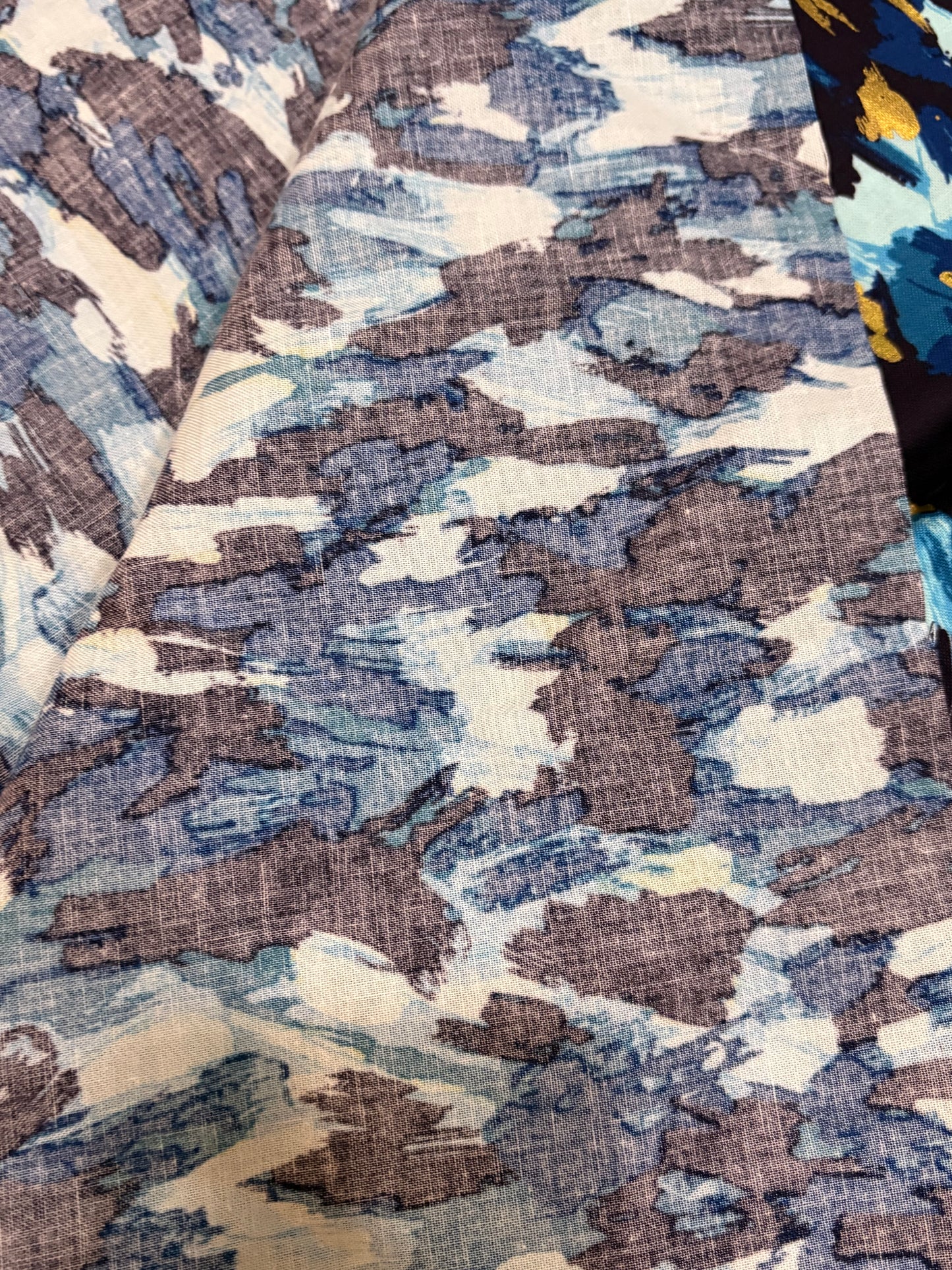 BLUE & GOLD FABRIC 44" x 18"
