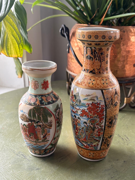 SATSUMA STYLE VASE DUO