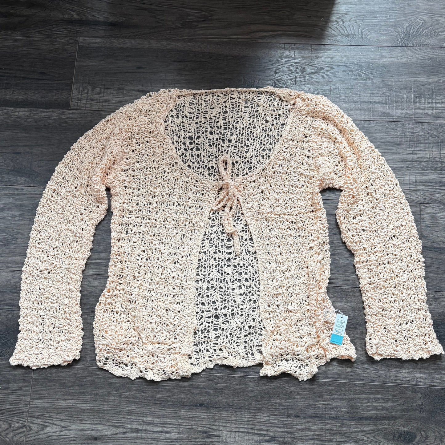POPCORN KNIT TIE CARDI - O/S