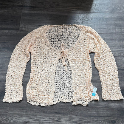 POPCORN KNIT TIE CARDI - O/S