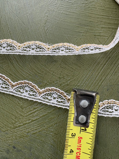WHITE & GOLD LACE TRIM - by the meter