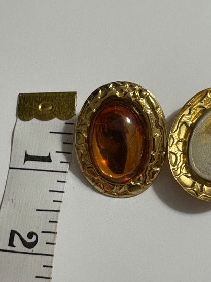 AMBER & GOLDTONE EARRINGS