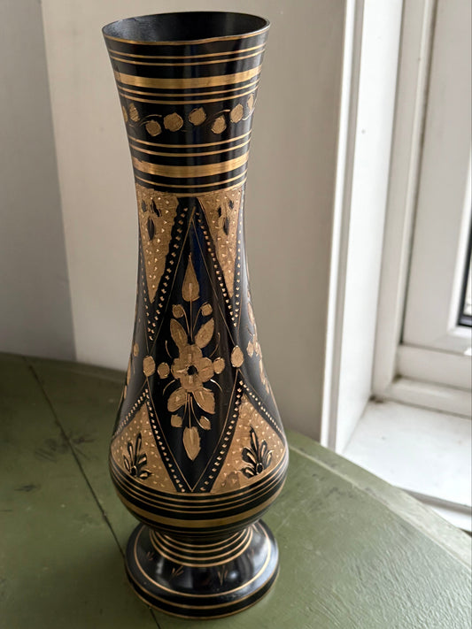 ETCHED BRASS VASE
