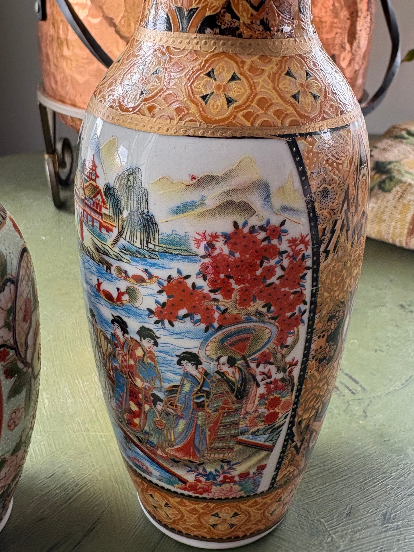 SATSUMA STYLE VASE DUO