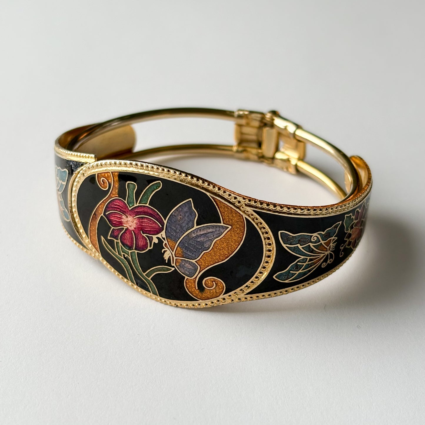 FLORAL ENAMEL CUFF BRACELET