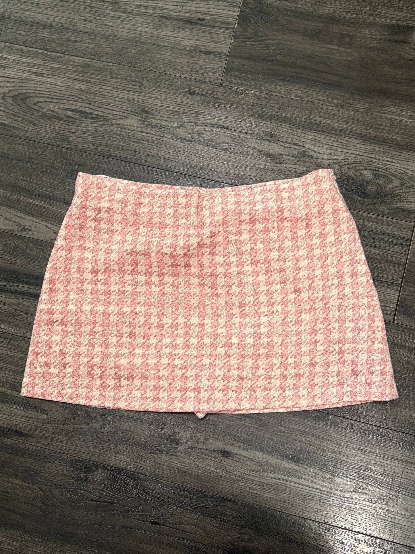 ZARA PINK HOUNDSTOOTH SKIRT - XL