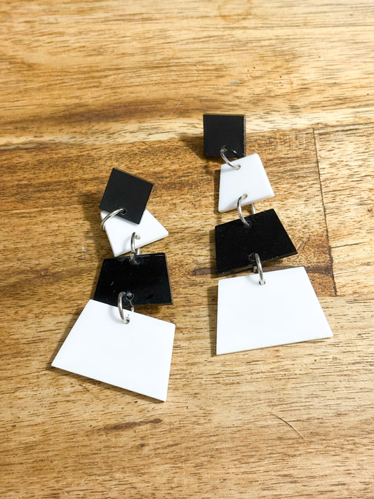 B&W GEOMETRIC EARRINGS