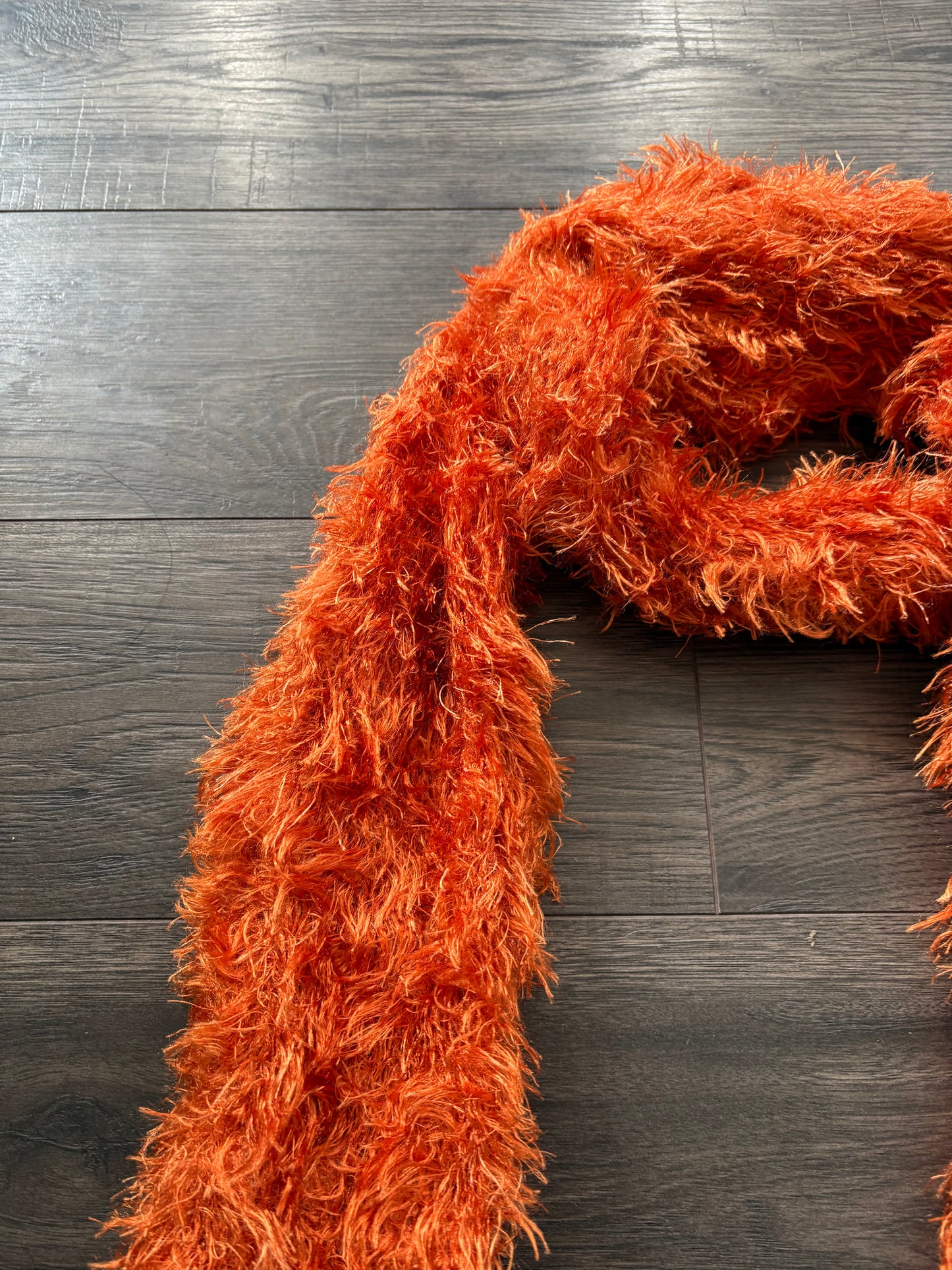 Y2K ORANGE FLUFFY SCARF
