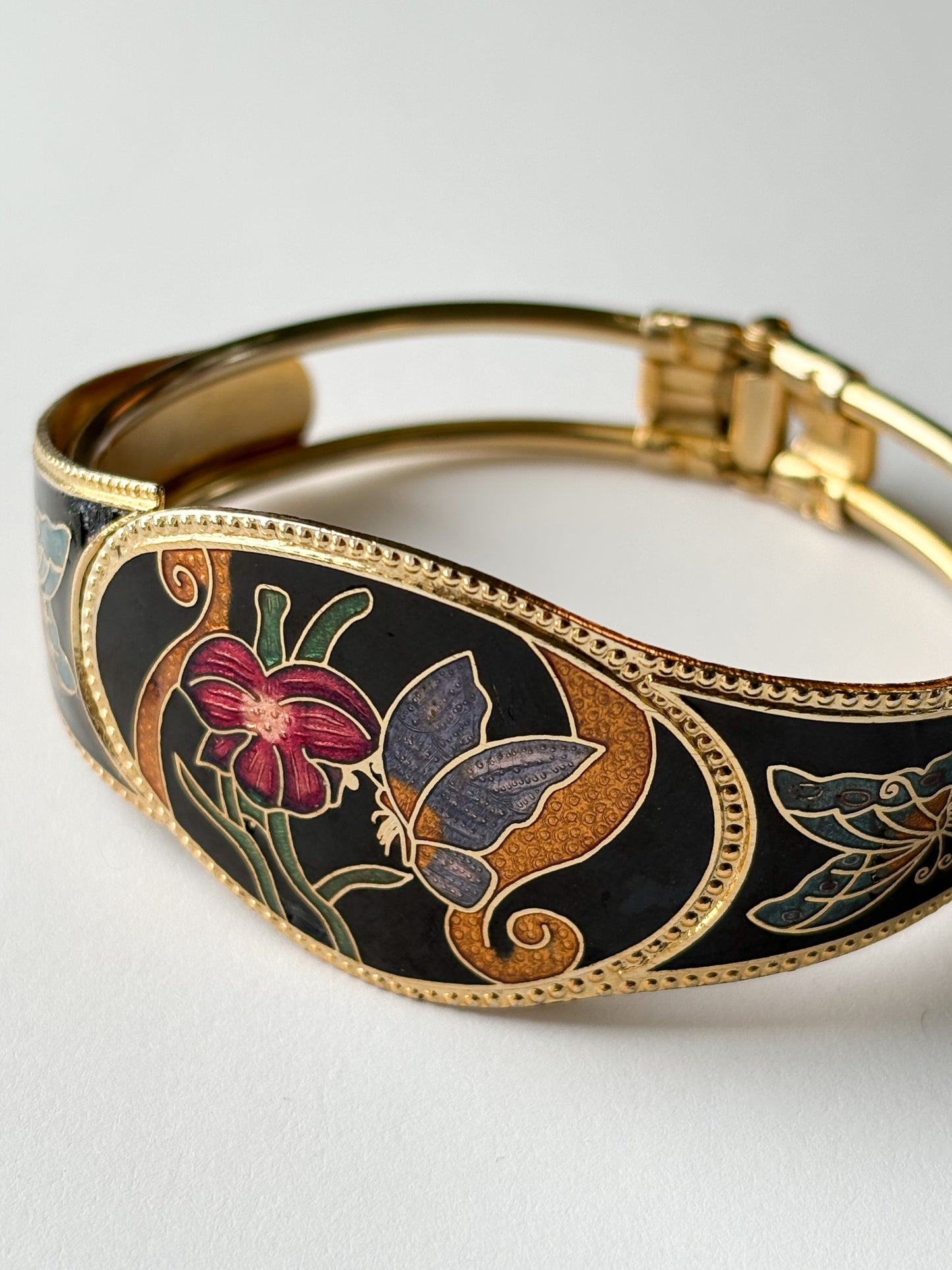 FLORAL ENAMEL CUFF BRACELET