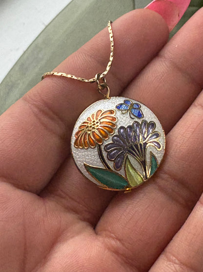 FLORAL CLOISONNE NECKLACE