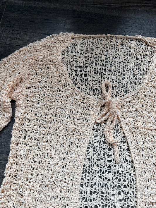 POPCORN KNIT TIE CARDI - O/S