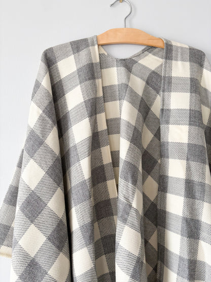GREY PLAID PONCHO