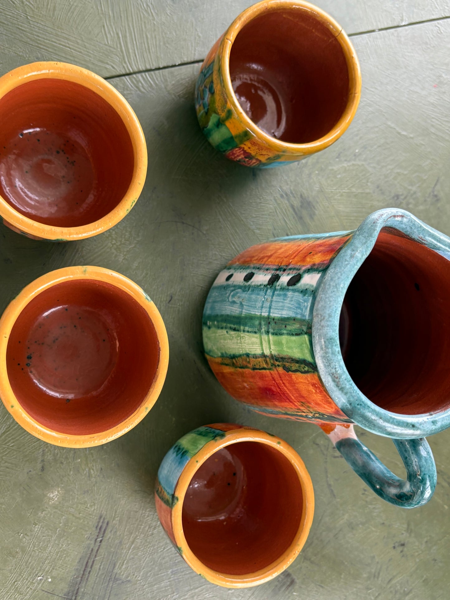 RETRO CERAMIC PITCHER & CUP SET
