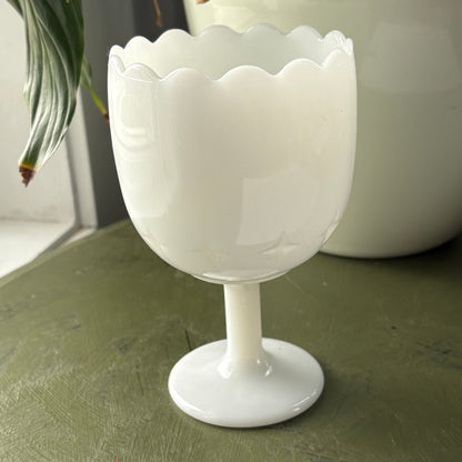 MILK GLASS SCALLOPED GOBLET