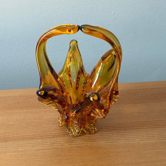 AMBER GLASS TRINKET TRAY