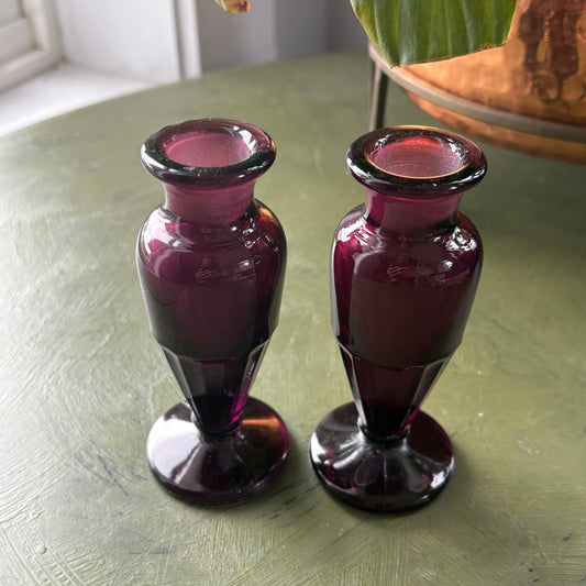 PURPLE AMETHYST CANDLE HOLDERS