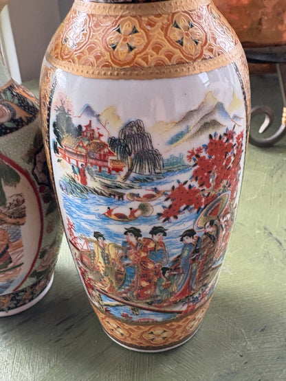 SATSUMA STYLE VASE DUO
