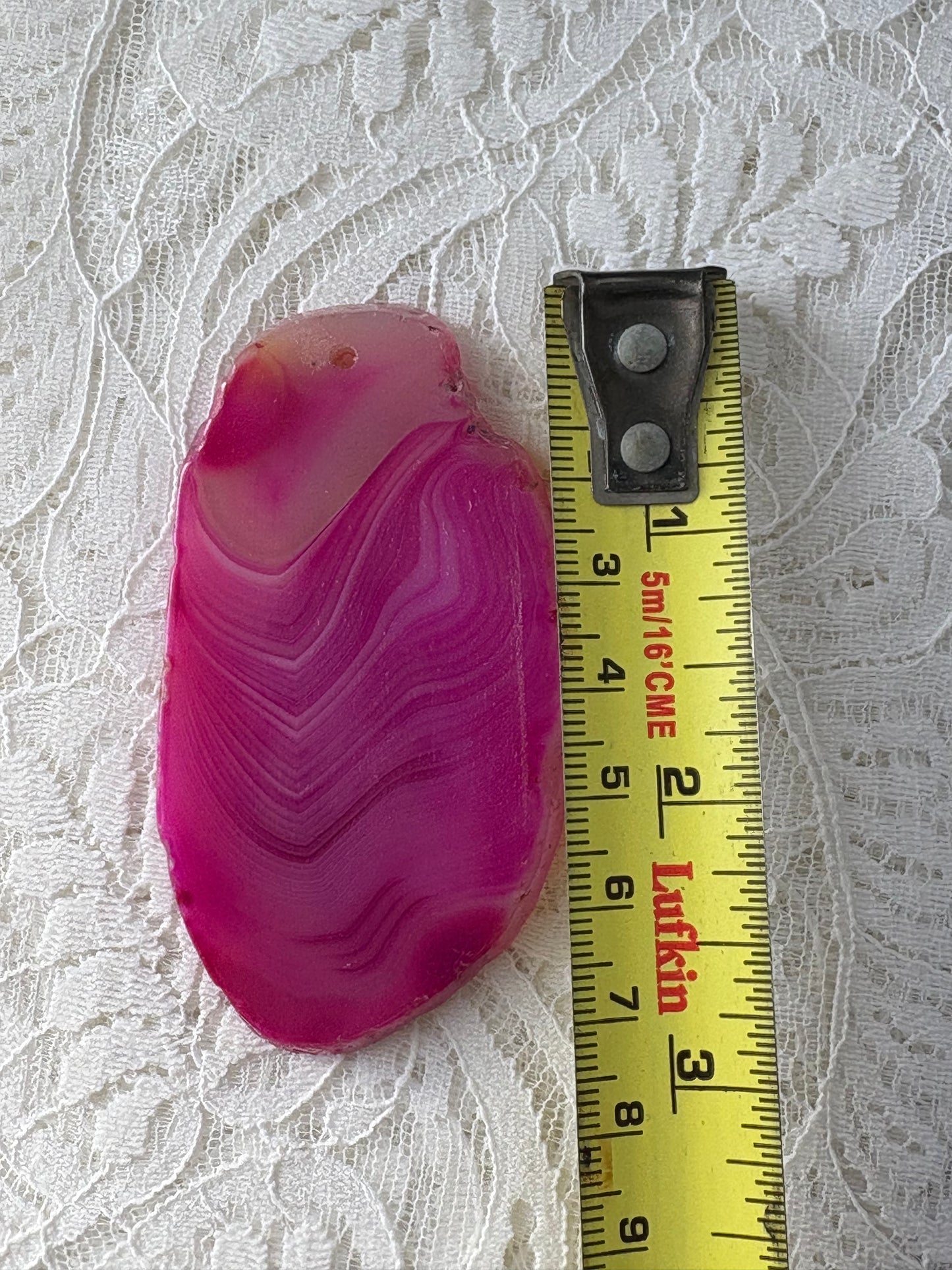 PINK AGATE SLICE PENDANT