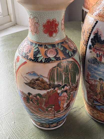 SATSUMA STYLE VASE DUO