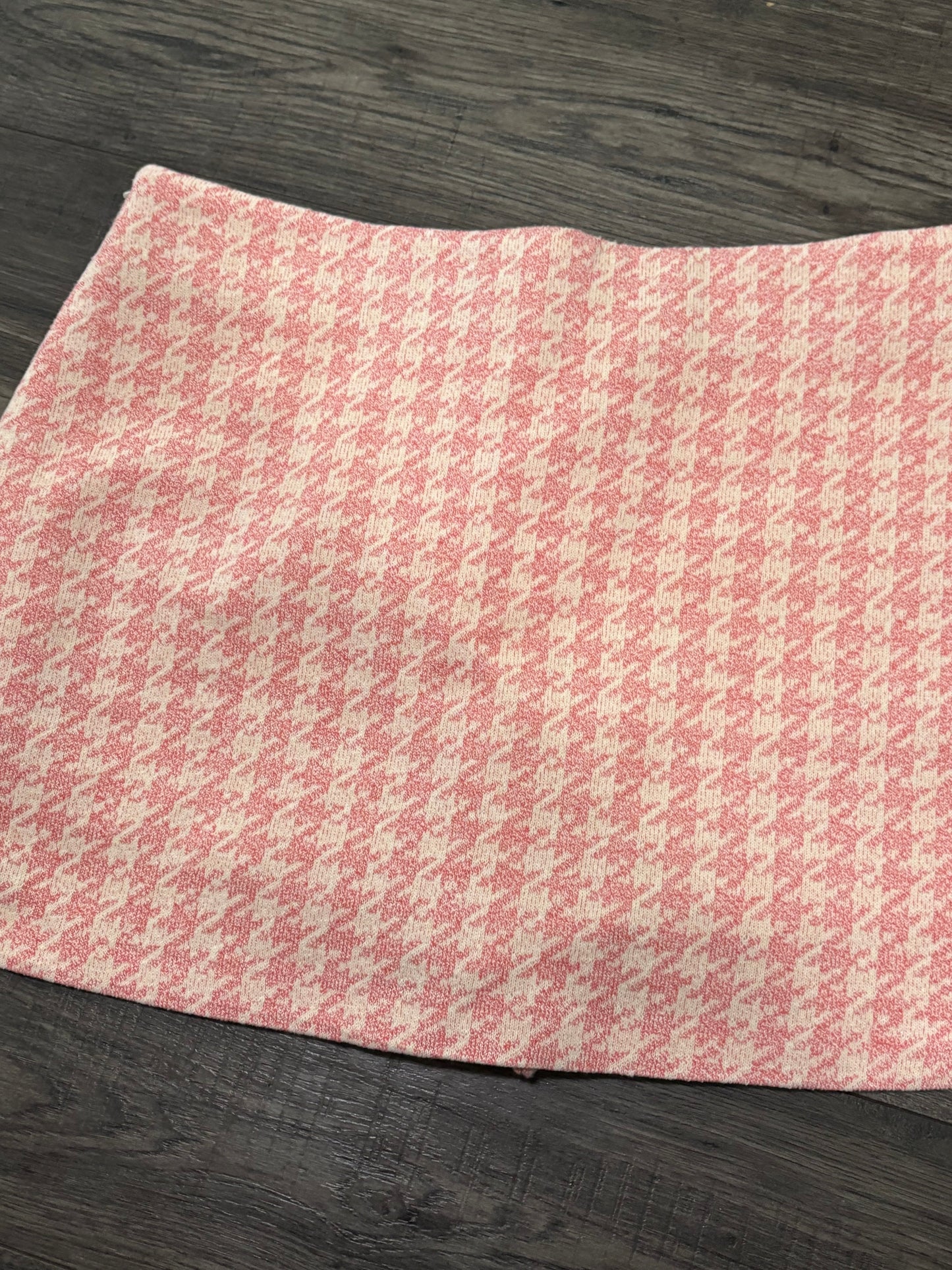 ZARA PINK HOUNDSTOOTH SKIRT - XL