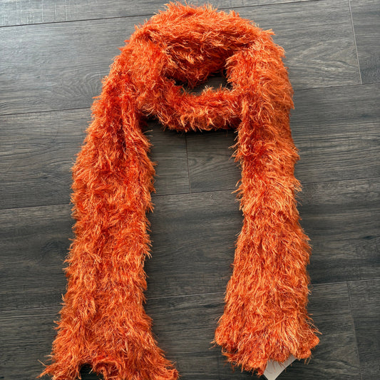 Y2K ORANGE FLUFFY SCARF