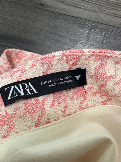 ZARA PINK HOUNDSTOOTH SKIRT - XL