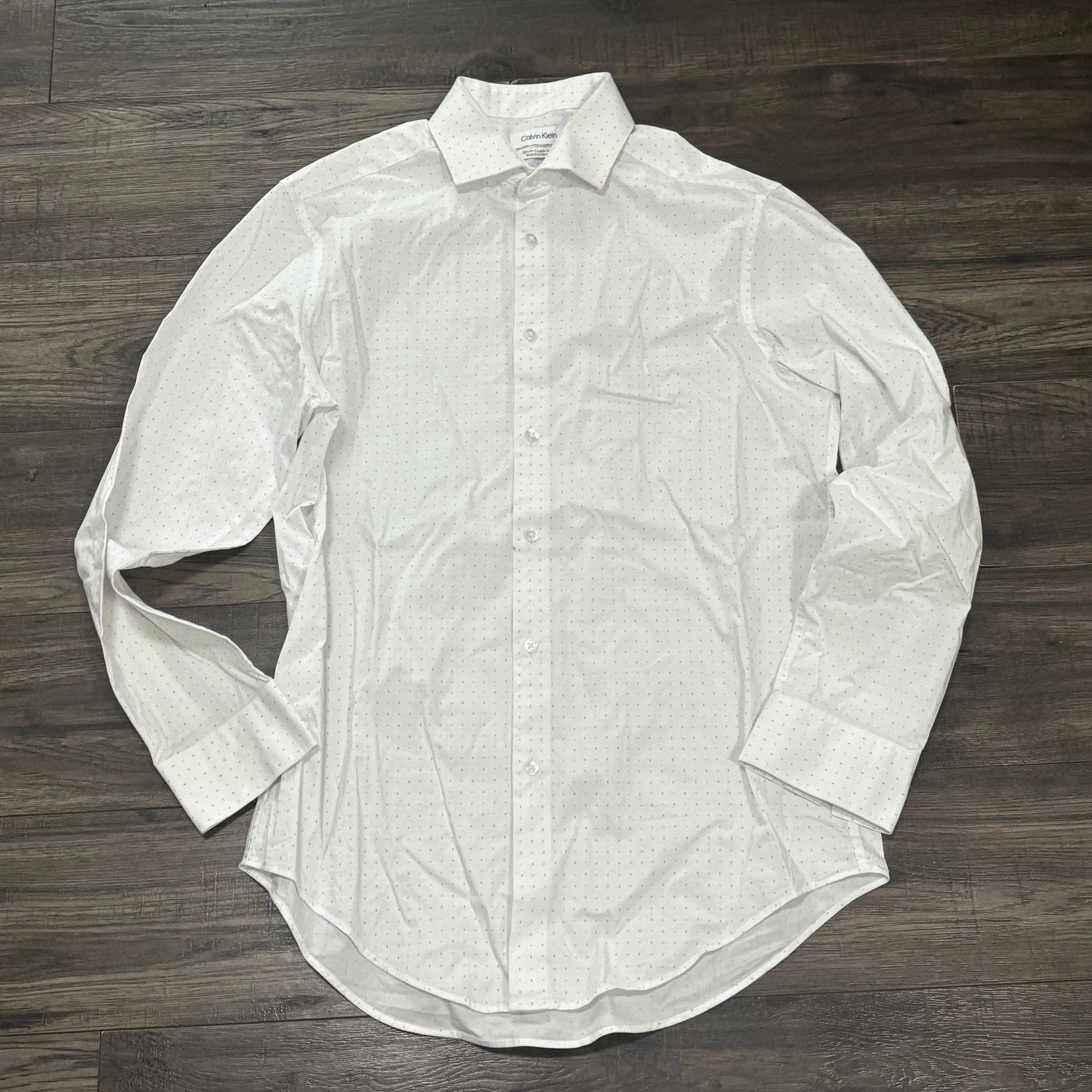 CK WHITE PATTERNED DRESS SHIRT - MED