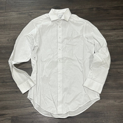 CK WHITE PATTERNED DRESS SHIRT - MED