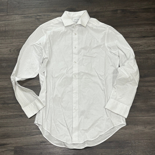 CK WHITE PATTERNED DRESS SHIRT - MED