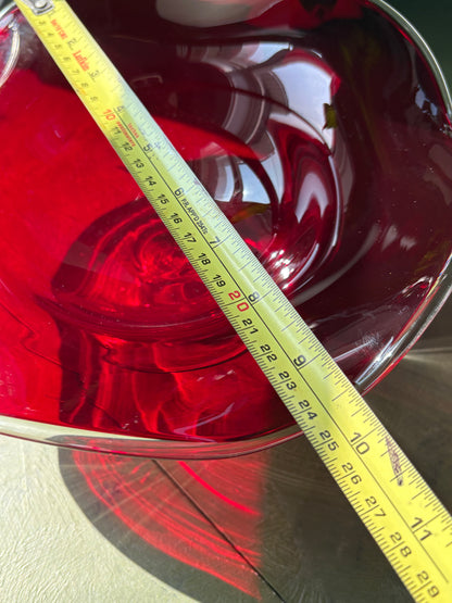 RED GLASS PEDASTAL DISH