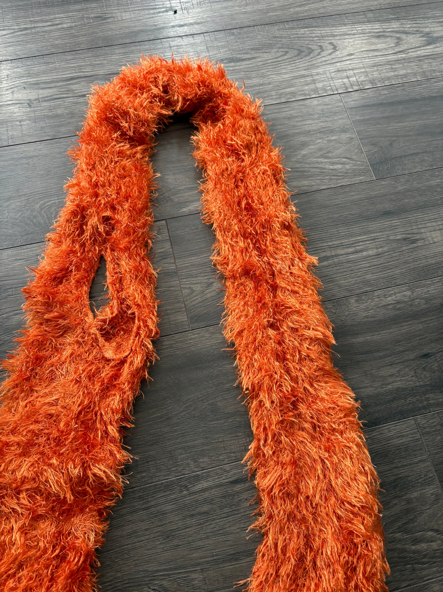 Y2K ORANGE FLUFFY SCARF