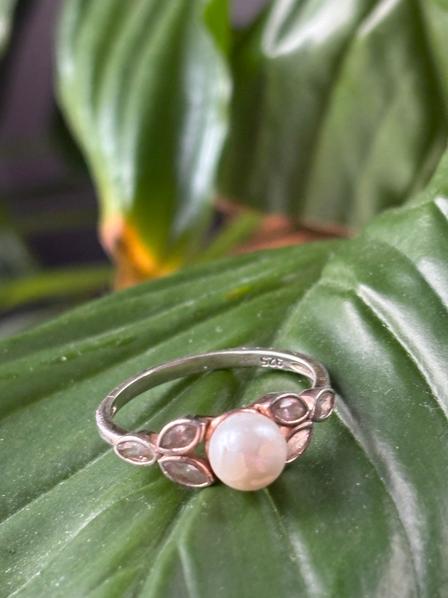 STERLING PEARL RING - SZ. 5