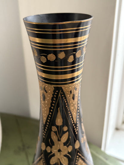 ETCHED BRASS VASE