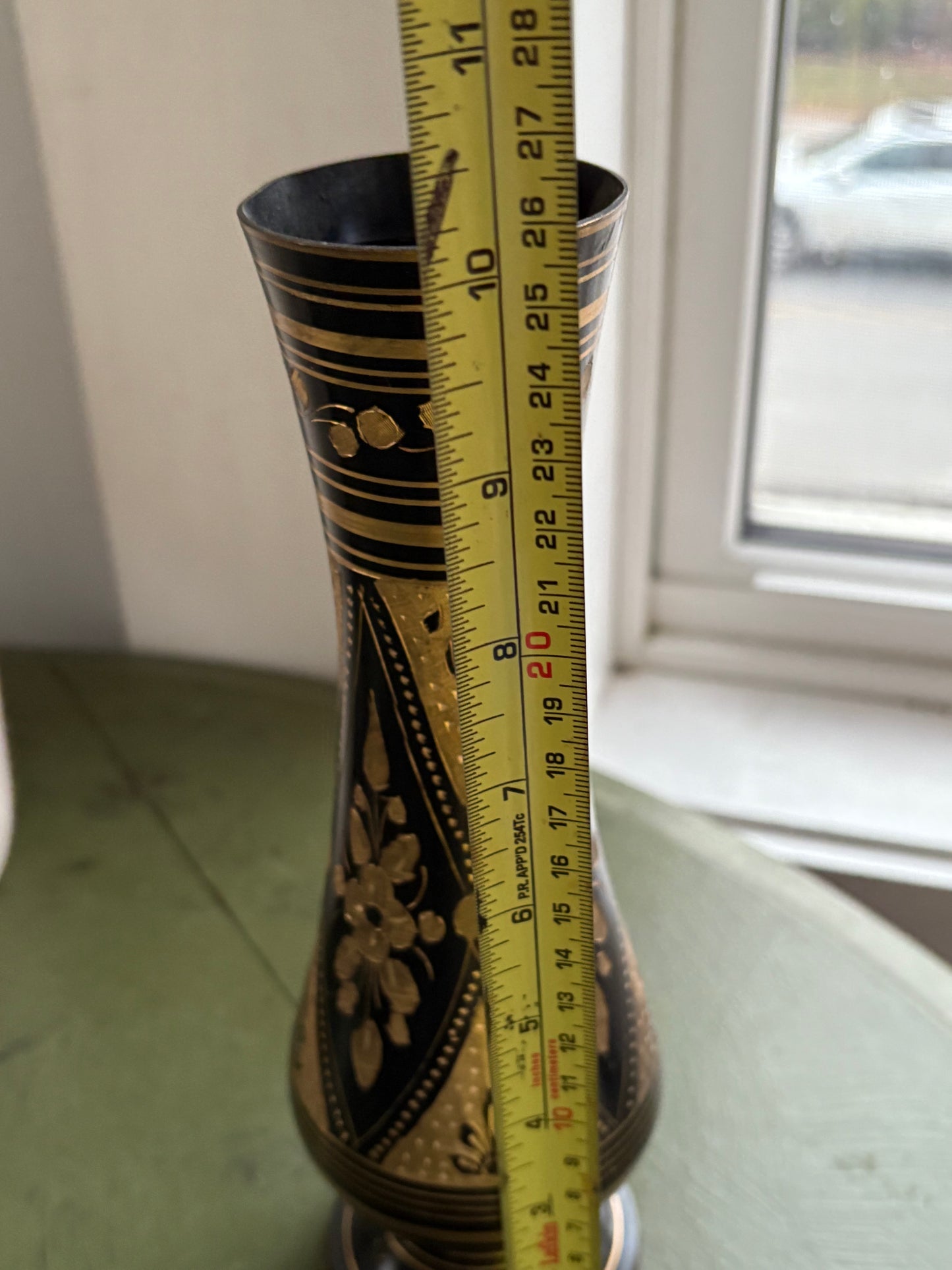 ETCHED BRASS VASE