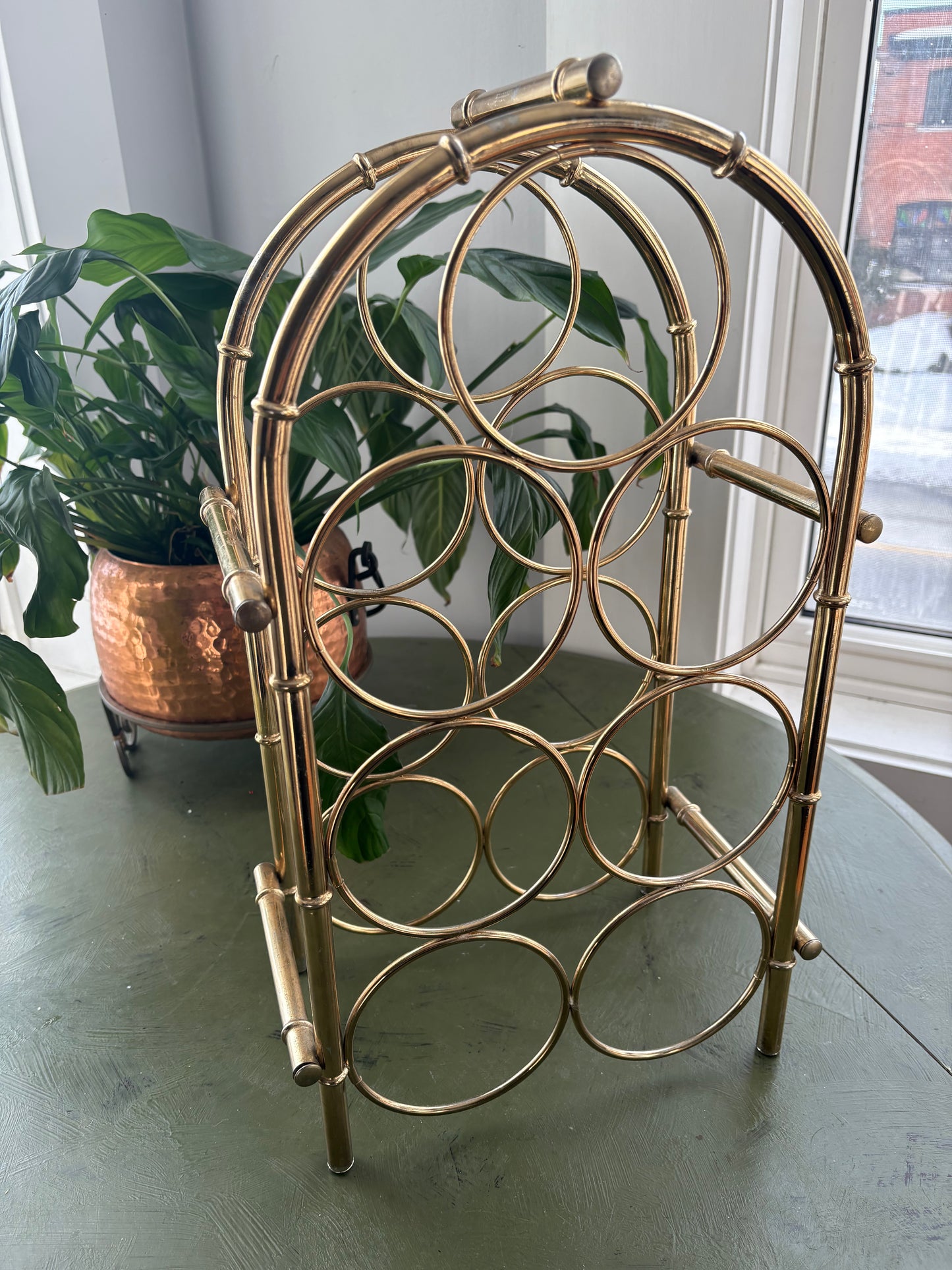 FAUX BRASS WINE RACK