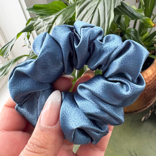 COBALT SATIN SCRUNCHIE
