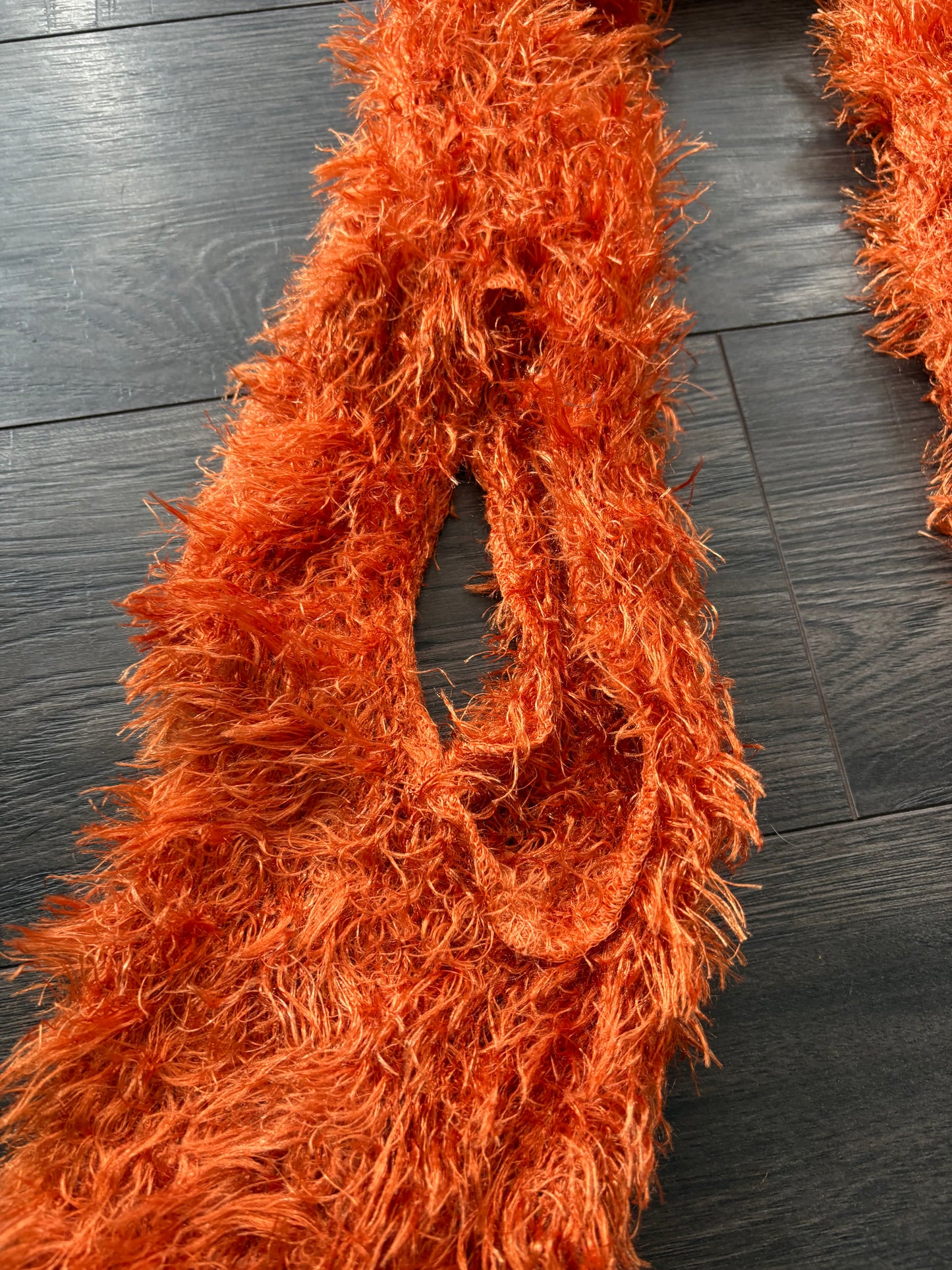 Y2K ORANGE FLUFFY SCARF