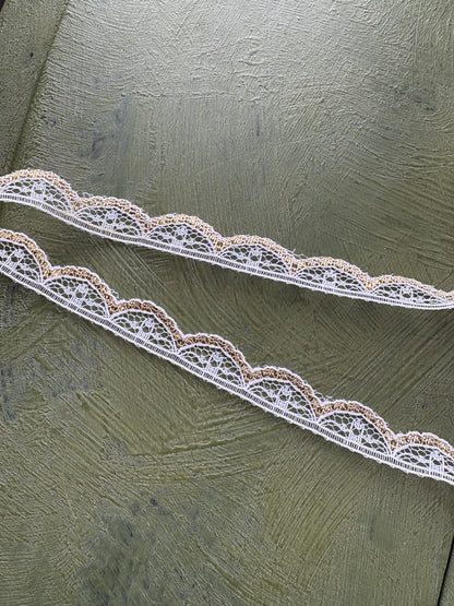 WHITE & GOLD LACE TRIM - by the meter