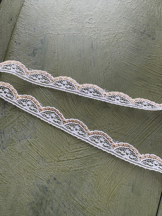 WHITE & GOLD LACE TRIM - by the meter