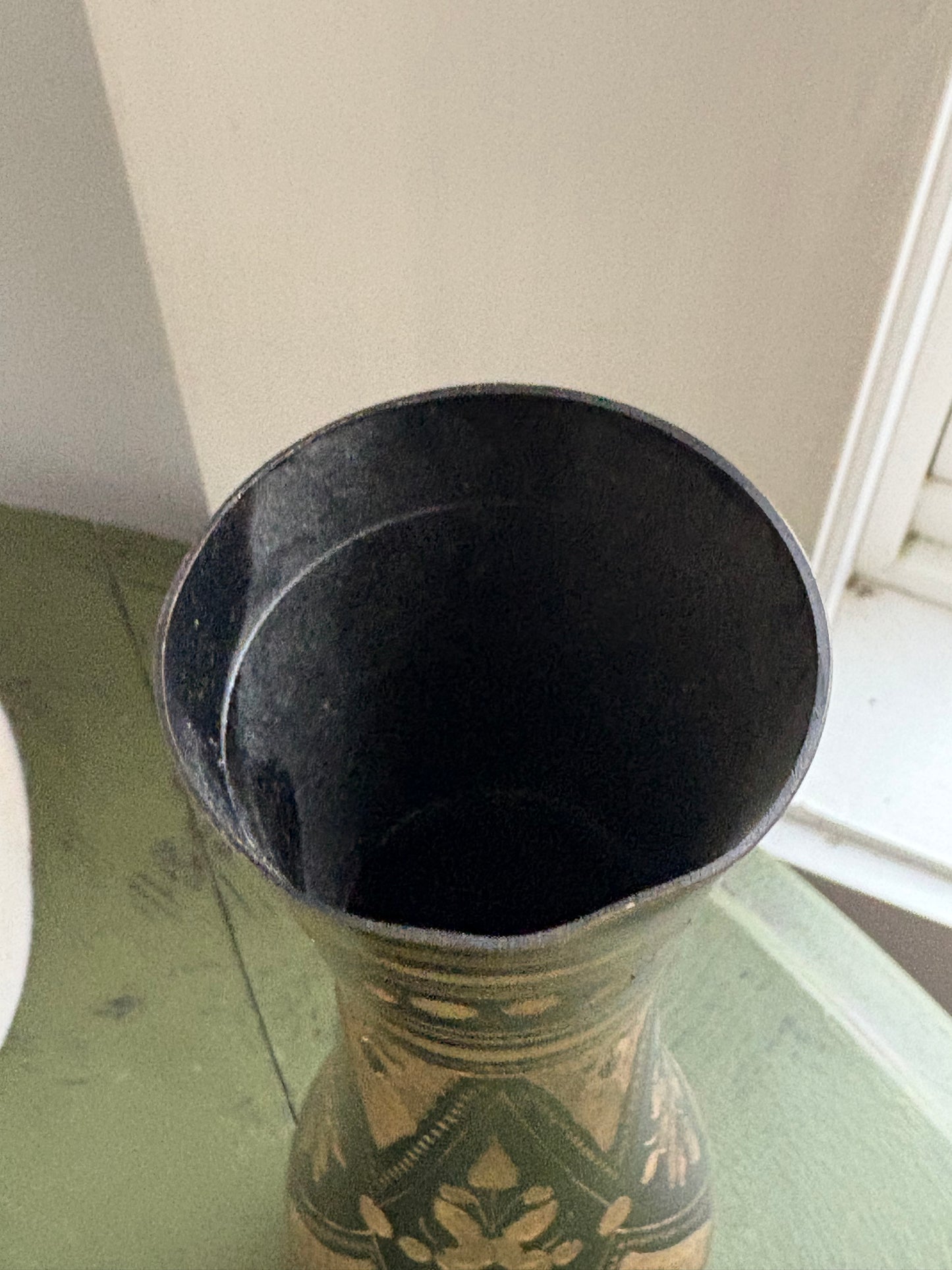 ETCHED BRASS VASE
