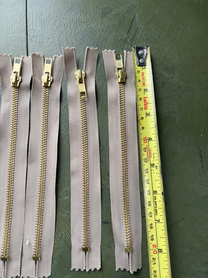 8" TAN ZIPPERS