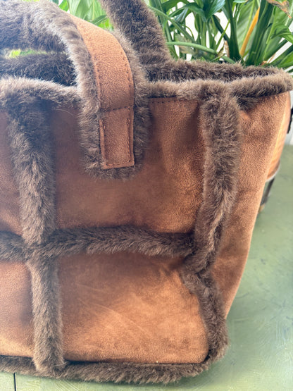 FAUX SHEARLING TOTE