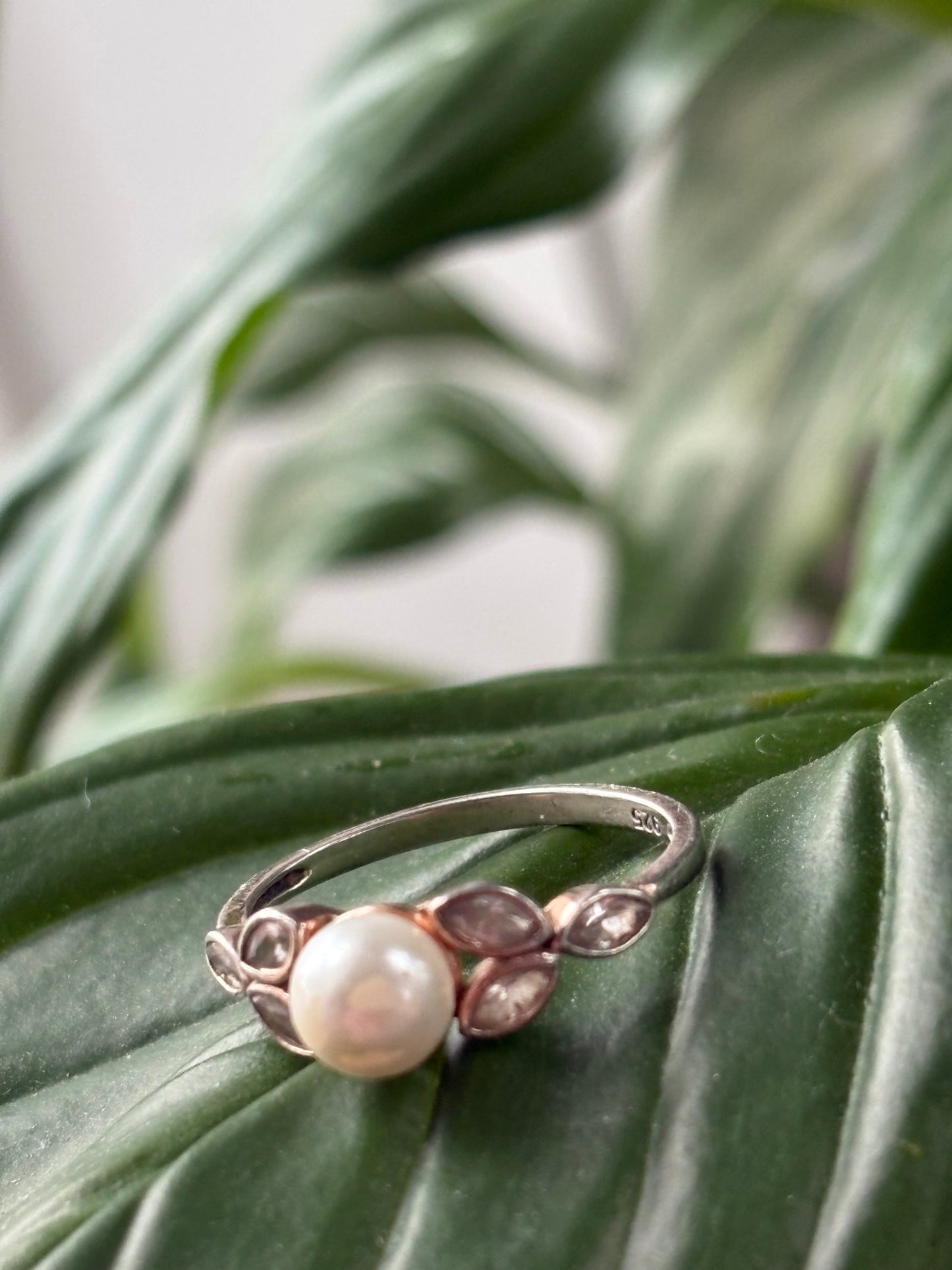 STERLING PEARL RING - SZ. 5